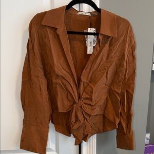 Alice + Olivia Rust Tie-Front Shirt
